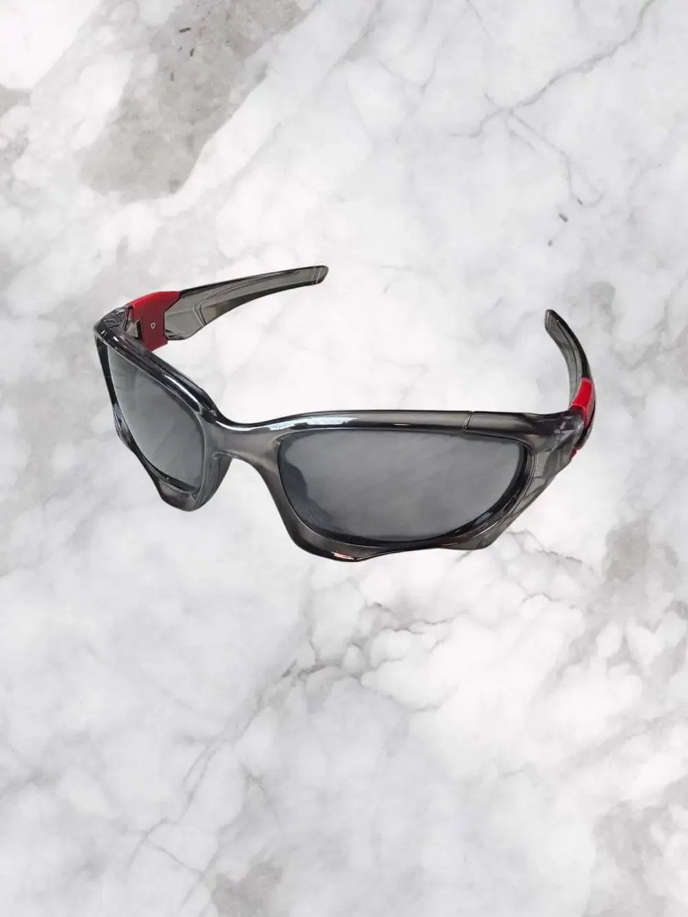 Unbranded Wraparound Sports Biking Sunglasses with Grey Frames and Red Accents